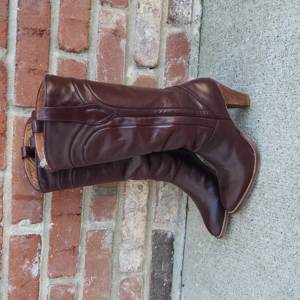 Vintage Dan Post Pull On Leather Heeled Boots Size 6 Narrow 90s Y2K Old Money
